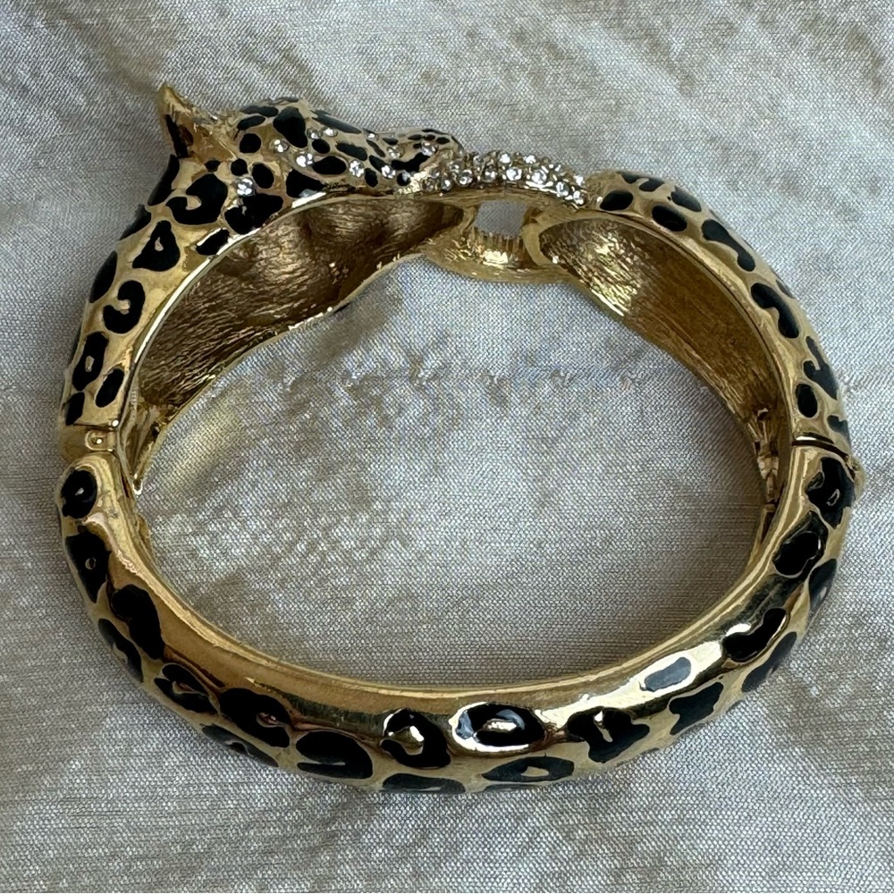 Vintage Ciner Click Clack Hinged Leopard Bracelet - Picture 9 of 10